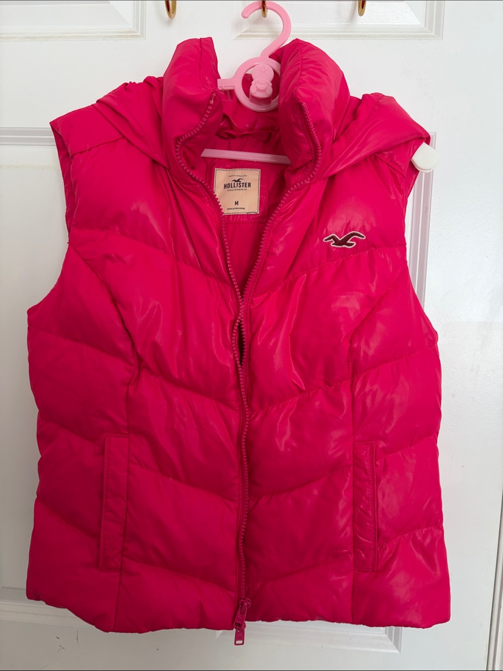 Hollister Women Pink Quilted Puffer Vest